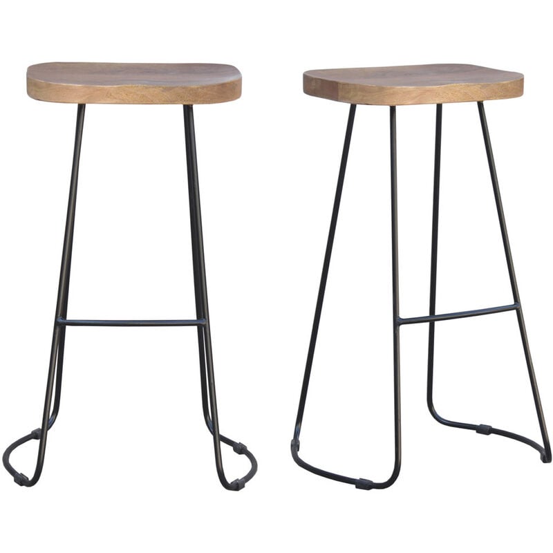 Set 4 Taburetes de Bar Industrial de Metal 43x43x76cm-Negro