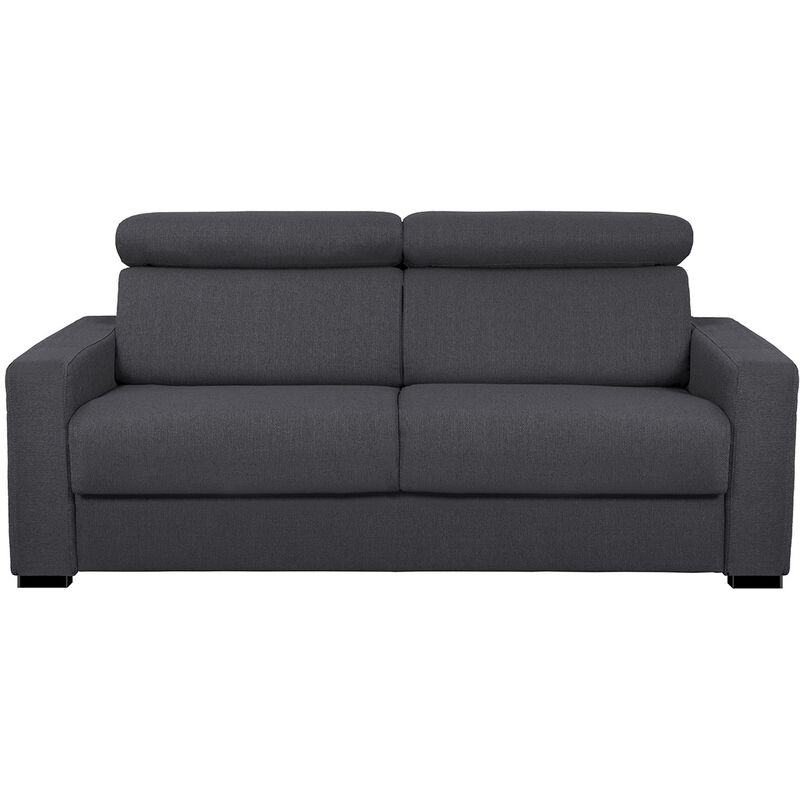 Sofá biplaza tipo futón, reposabrazos plegable convertible, respaldo  ajustable, moderno sofá tapizado de 2 plazas y sofá cama, tela negra con 2