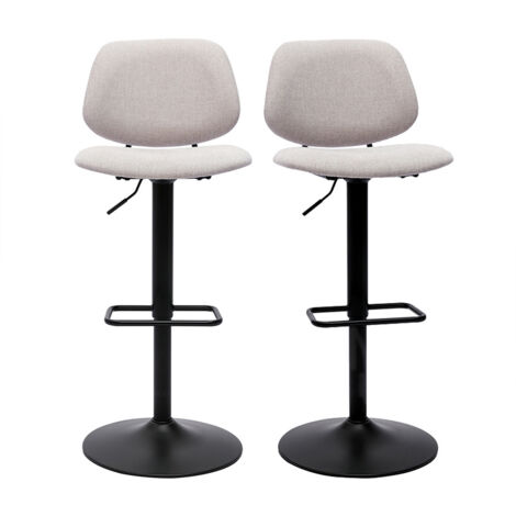 Set de 2 taburetes de cocina regulables de diseño de tejido efecto aterciopelado beige y metal negro BARNET (1/5)