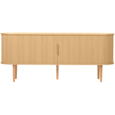 Buffet vintage madera clara de roble con almacenamiento 2 puertas correderas L180 cm EPIC (1/5)