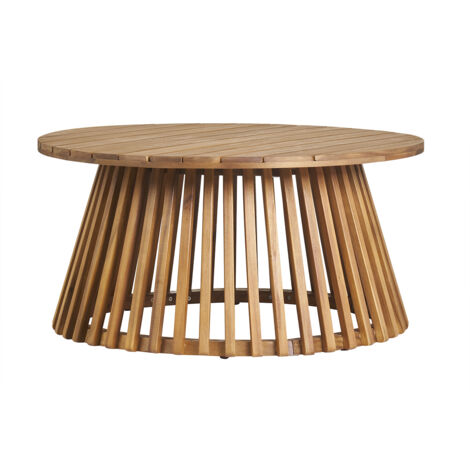 Mesa de centro de jardín redonda de madera maciza 80 cm - NASSAU