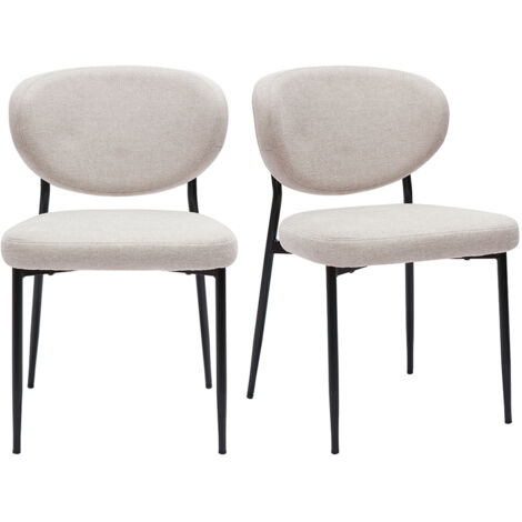 Sillas de tela efecto terciopelo texturizado beige y metal negro (juego de 2) BREKA (1/5)