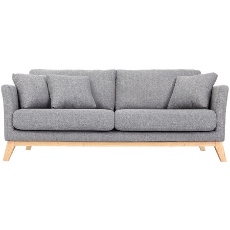 Sofá nórdico 3 plazas gris claro desenfundable patas madera OSLO