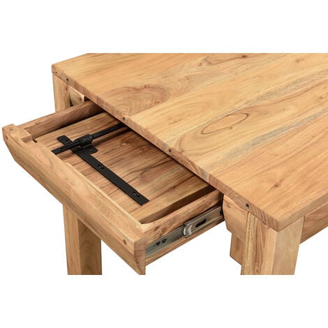 Mesa de comedor extensible 160-280 x 90 x 75 cm madera maciza roble