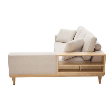 Zent sofá chaise longue reversible 4 plazas beige con almacenaje
