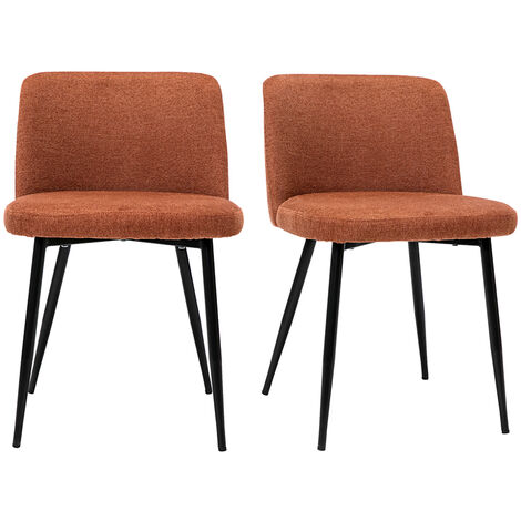 Set de 2 sillas de tejido efecto aterciopelado texturizado terracota y metal negro MONTI (1/5)