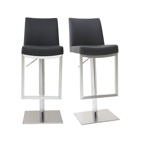Set de 2 taburetes de cocina regulables negros con acero cromado KYLE (1/5)