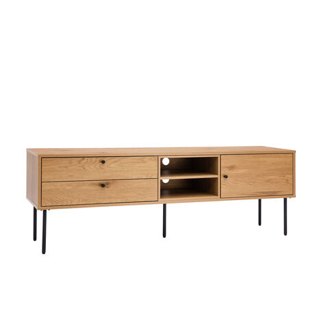 Mueble TV Beatriz roble envejecido patas metal negro 180 cm 