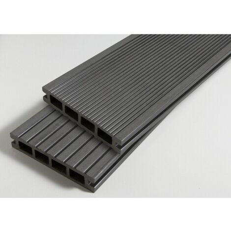 PACKUNG 1 m² Doppelverbund-Terrassendiele – Anthrazitgrau, L: 240 cm, B: 14 cm, E: 25 mm, Abdeckung: 1 m²