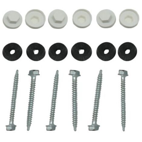 Kit für schraubbares Polycarbonat-Plattenprofil (50 Stück), Weiß, E: 16 mm