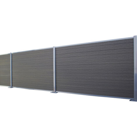 Komplettes Erweiterungsset für Zaun aus coextrudiertem Verbundwerkstoff 1,50 L x 1,80 H (wendbare Lamellen) – Farben – Anthrazitgrau/Hellgrau, Höhe – 180 cm, Länge – 150 cm