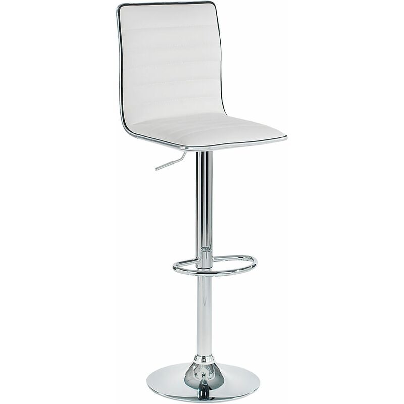 Lot de 2 tabourets de bar lounge chaise haute pour cuisine/comptoir,  réglable en hauteur et pivotante, revêtement synthétique blanc - Conforama