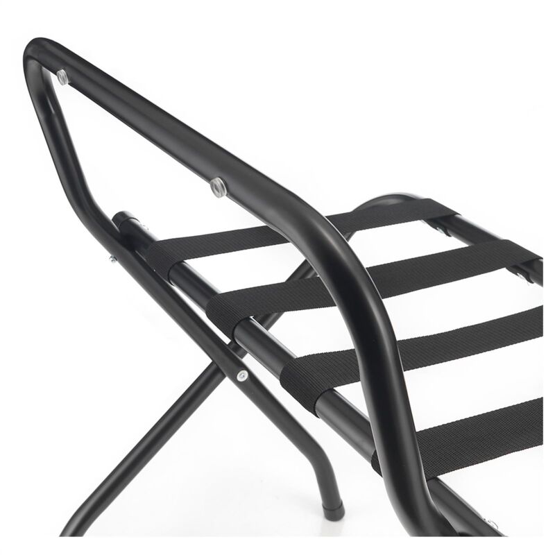 Porte-Bagages Pliable Mabel Home - Support Valise Métal Avec Sangles, Noir