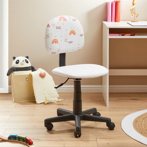 Chaise de bureau pour enfant ALPACA fauteuil pivotant à roulettes avec  hauteur réglable, en synthétique blanc
