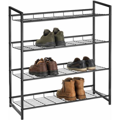 Idimex – Étagère à chaussures 4 niveaux en métal noir – Rangement optimisé pour entrée, couloir, chambre – Assemblage facile avec notice incluse (1/3)