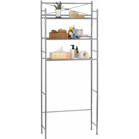 Idimex – Étagère de rangement salle de bain 3 tablettes – Métal laqué gris foncé – Fixation murale incluse – Dimensions 164 x 65 x 25 cm