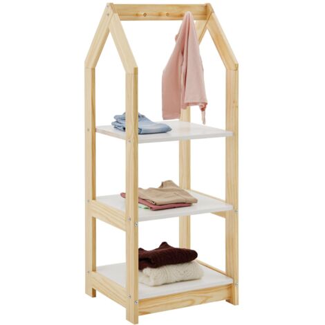 Étagère à vêtements enfant SALLY en pin massif - Coloris naturel et blanc (1/5)