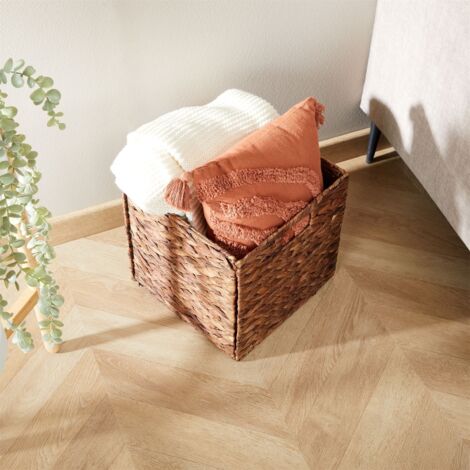 Lot De 4 Paniers Rangement En Jacinthe D'eau Et Coton - Tissés Main - 4 Tailles (18 à 26cm)