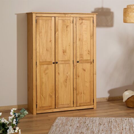 Armoire CANCUN 3 portes, en pin – Coloris naturel