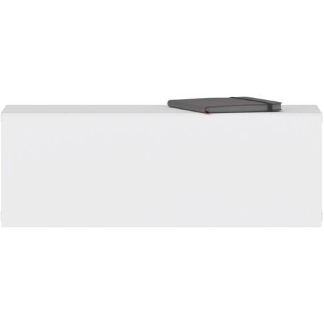Idimex – Tiroir suspendu en bois blanc – 1 tiroir sans poignée – Charge max 15 kg – Fixation murale incluse – Surface résistante aux éraflures