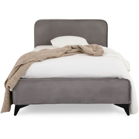 Lit simple RAVELLO 90 x 190 cm, revêtement en tissu - Gris (1/5)