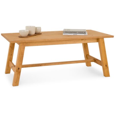 Idimex – Table basse rectangulaire en pin massif laqué – Pieds robustes – Design classique pour salon moderne – Assemblage facile