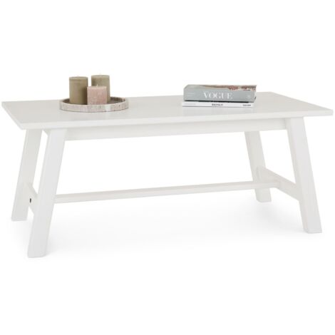 Idimex – Table basse rectangulaire en pin massif blanc – Dimensions 45 x 110 x 60 cm – Design classique pour salons modernes et traditionnels (1/5)