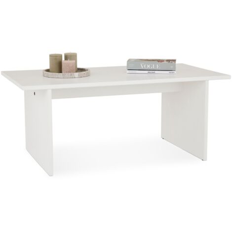 Idimex – Table basse rectangulaire en pin massif blanc – Style minimaliste – Finition chaleureuse – Assemblage facile (1/5)
