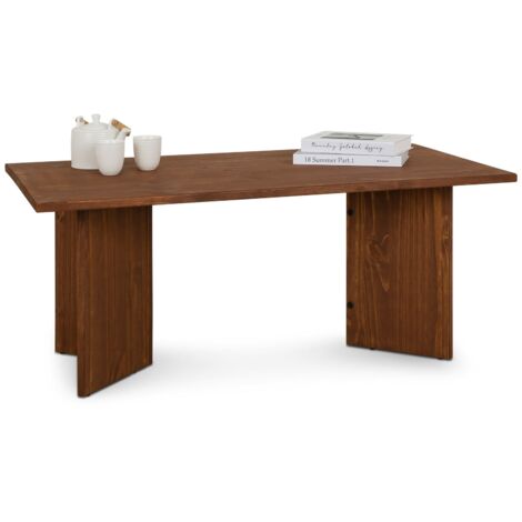 Idimex – Table basse fixe en pin massif brun foncé – Dimensions 45 x 110 x 60 cm – Design moderne avec pieds angulaires – Finition durable (1/5)