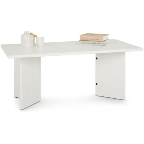 Idimex – Table basse fixe en pin massif blanc – Style moderne minimaliste – Plateau spacieux – Pieds angulaires durables (1/5)
