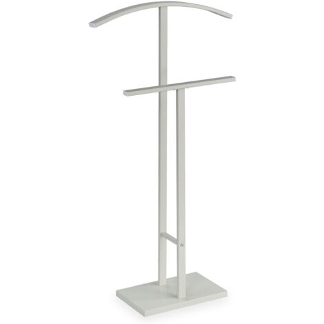 Idimex – Valet de chambre en métal 100 cm – Socle en acier inoxydable – Finition laquée beige – Grand cintre et support inclus