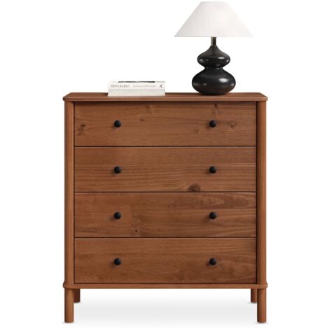 Idimex – Commode 4 tiroirs en bois massif châtaignier – Dimensions 76x29 cm – Style moderne et naturel – Assemblage facile avec notice (1/5)