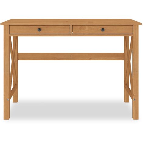 Idimex – Bureau droit en pin massif chêne – 2 tiroirs 47 x 6 cm – Dimensions monté 76 x 110 x 50 cm – Style épuré et intemporel (1/5)