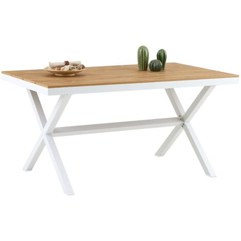 Table de jardin WINDY L 150 cm - Blanc et naturel (1/5)