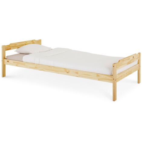 Idimex – Lit adulte en pin massif naturel 90x200 cm – Structure stable avec bords arrondis – Hauteur tête de lit 55 cm – Sans sommier (1/5)
