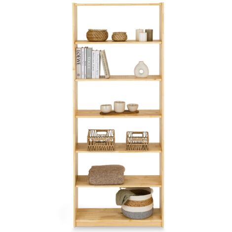 Idimex – Étagère bibliothèque 7 niveaux en pin massif – Dimensions 200 x 80 x 30 cm – Design moderne couleur naturel – Tablettes réglables en hauteur (1/5)