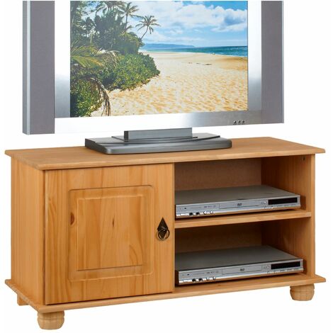 Relaxdays Meuble TV style industriel, effet bois, cadre métallique, Meuble  TV avec support,HlP 50,5x110,5x45cm,brunclair