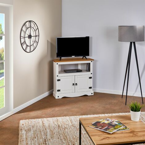 Meuble TV banc TV design Urban Craft - 2 portes, tiroir, niche