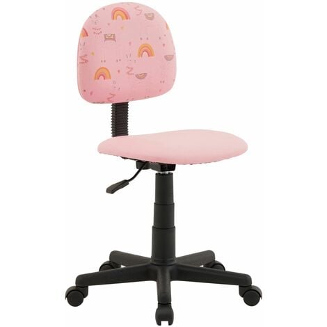 Chaise de bureau à roulettes enfant en velours - rose poudré