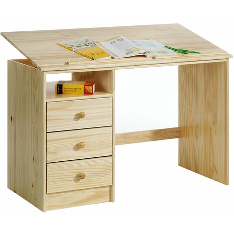 IDIMEX Bureau enfant écolier junior FLEXI table à dessin réglable en  hauteur et pupitre inclinable avec 1 tiroir en pin lasuré multicolore pas  cher 