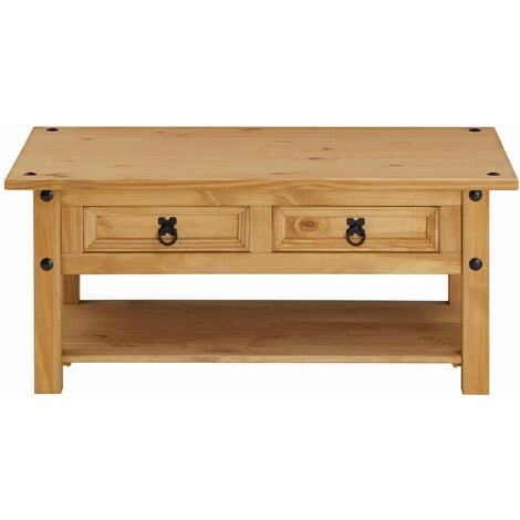 Table basse en pin SALSA style mexicain, avec 2 tiroirs