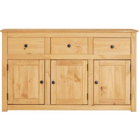 Buffet CANCUN Bois Massif 135 Cm - 3 Portes, 3 Tiroirs, Style Campagne
