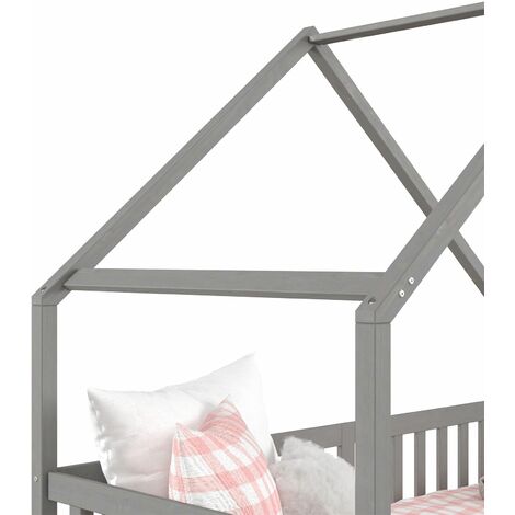 Lit familial Lit enfant 80x160 cm avec dispositif antichute, gris