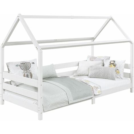 Lit D'enfant Forme Maison Sisimiut Avec Matelas Orthopédique 160X80 Cm  Blanc à Prix Carrefour