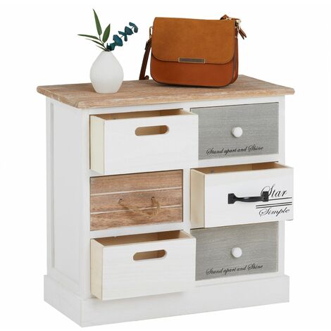 Chiffonnier SALVA avec 3x2 tiroirs, en bois blanc et brun