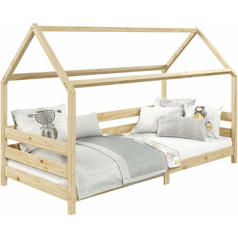Lit cabane FINA 90 x 190 cm, en pin massif naturel (1/5)