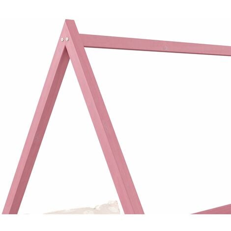 Lit cabane SILA 90 x 190 cm, en pin massif rose