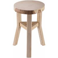 Idimex – Tabouret décoratif rond en bois de paulownia – Style campagne rustique – Léger et facile à déplacer – Prêt à l'emploi