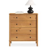 Commode APOANA 4 tiroirs en bois massif - Coloris chêne
