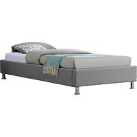 Lit futon simple pour adulte ou enfant NIZZA 90x190 cm 1 place / 1 personne, avec sommier et pieds en métal chromé, tissu gris